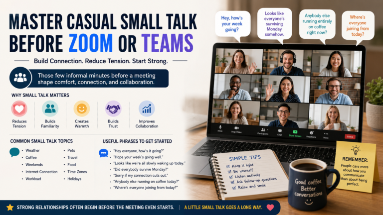 Mastering Casual Small Talk Before a Zoom or Teams Meeting Starts – Professional Conversation