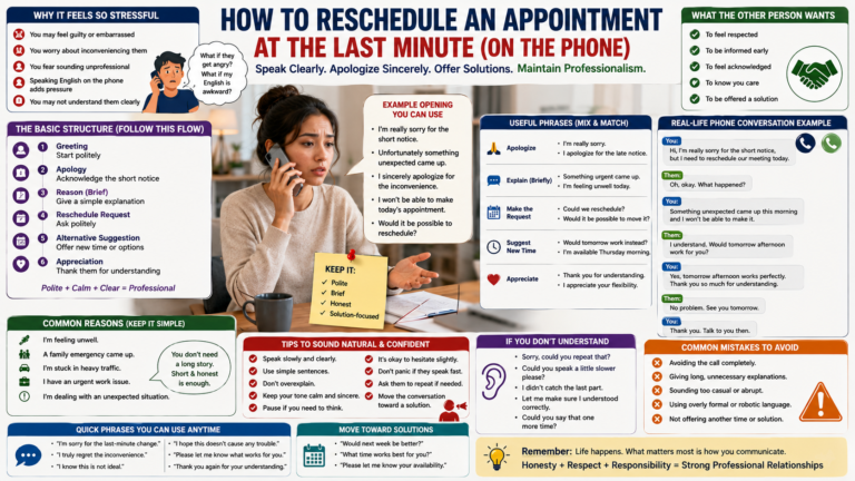 The Rescheduling Panic: How to Change Appointments at the Last Minute in English via Phone Call Without Sounding Unprofessional or Evaporating Trust