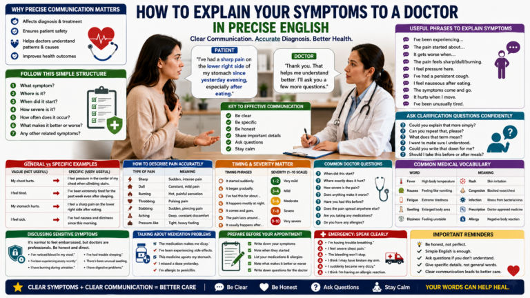 The Medical Pronunciation Panic: How to Explain Physical Symptoms to a Doctor in English Clearly Without Memorizing Textbook Vocabulary or Freezing Under Stress