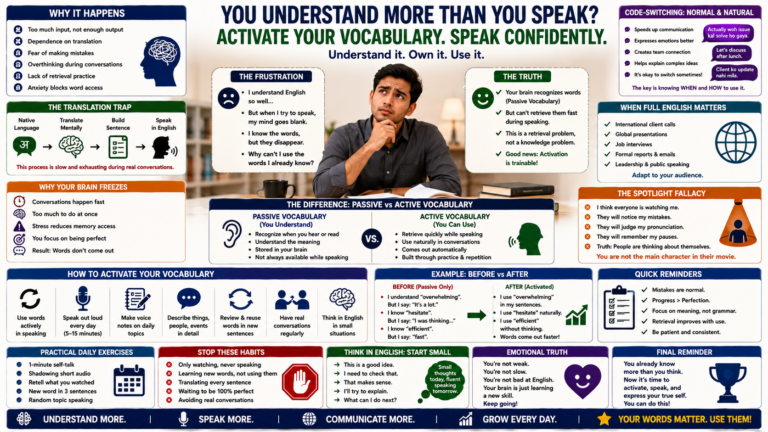The Passive Vocabulary Trap: Why You Understand English but Struggle to Speak It Naturally