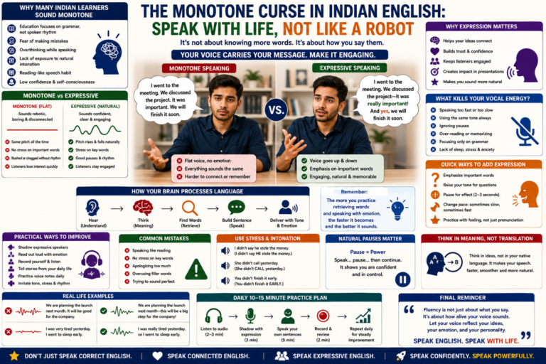The Monotone Curse in Indian English: Why Your Voice Sounds Flat and How to Rebuild Your Spoken Vocal Rhythm